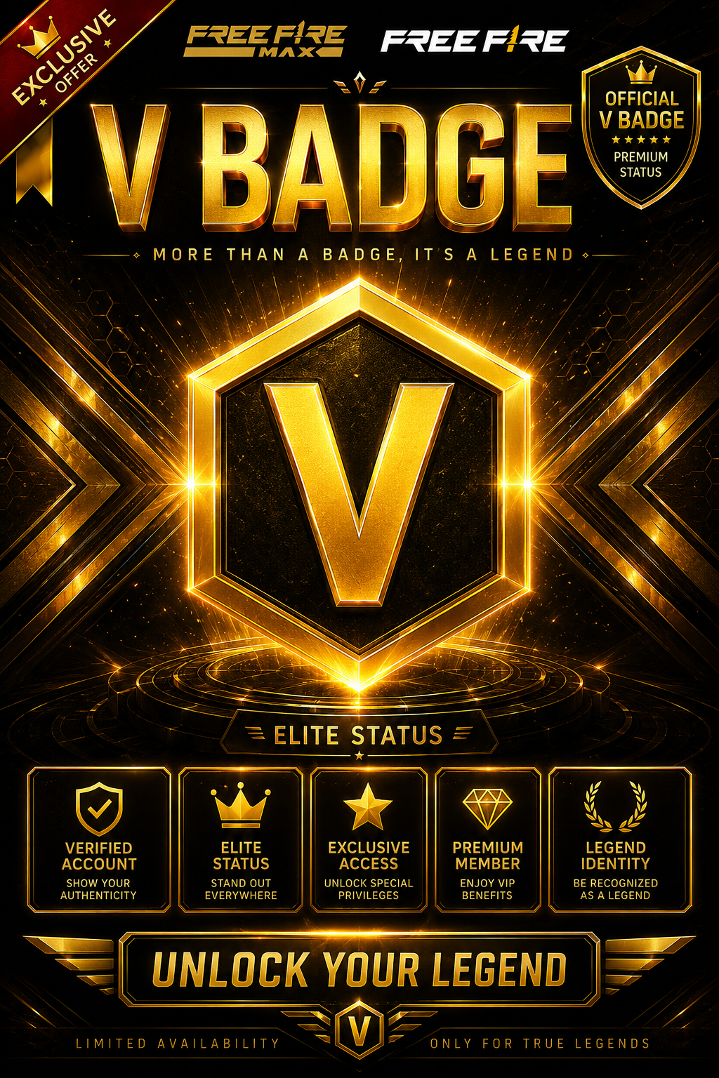 V Badge | Buy Or Purchase V Badge : Garena Free Fire